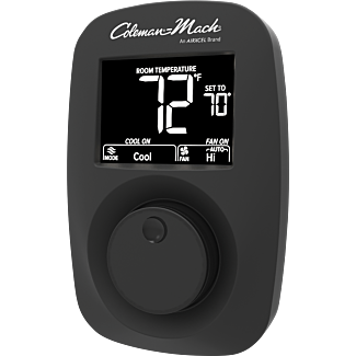 9420A382 | Coleman-Mach 12V Wall Thermostat | Heat/Cool/Aux | Black | W/ Plugs