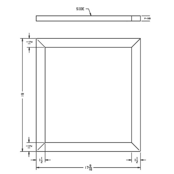 Drawing of gasket with measurements