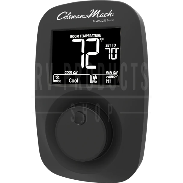 9420-381 | Coleman-Mach 12VDC Digital Wall Thermostat | Heat/Cool/Aux | Black 